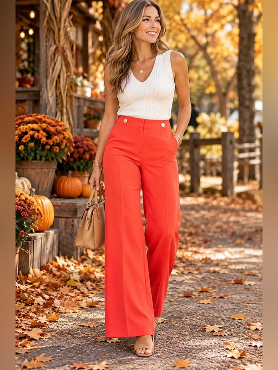 Soho Pants - SOHO Apparel Ltd Wide Leg Sailor Pants Coral Red High Rise Size Large NWT